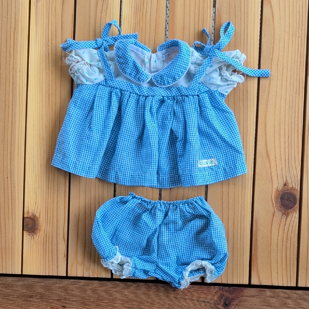 Blue Cabbage Patch Gingham Kids Outfit